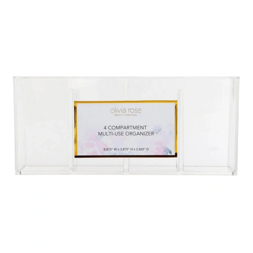 Olivia Rose 4 Compartment Multi-Use Clear Cosmetic Organizer NWT